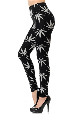 Brushed Soft Marijuana Grey Leggings S/M