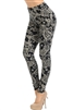 Brushed Soft Black Khaki Paisley Leggings S/M