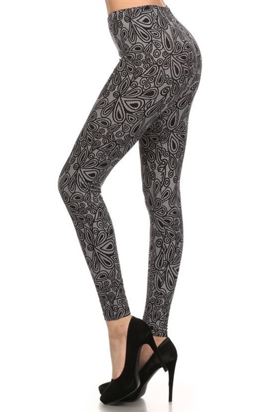 Brushed Soft Black Netted Petal Leggings S/M