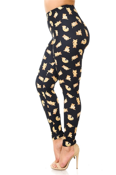 Creamy Soft Black Playful Kitty Cat Leggings S/M