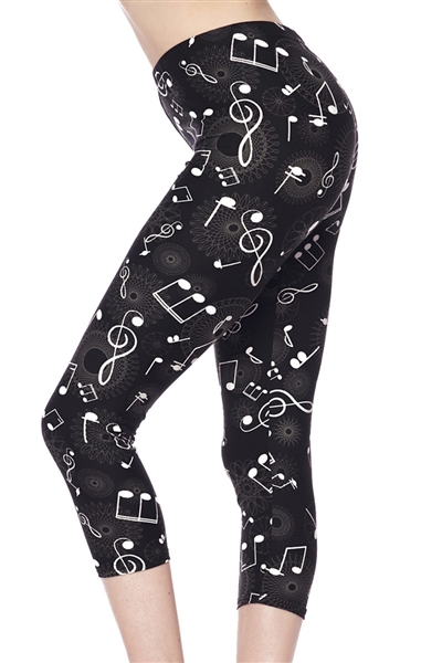 Brushed Soft Musical Geometry Capri Leggings L/XL