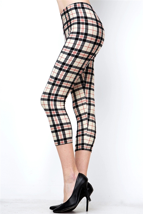 Red black hot sale plaid leggings