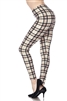 Brushed Soft Ivory Red Black Plaid Leggings L/XL