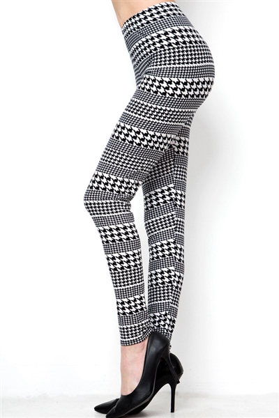 Brushed Soft Black and White Houndstooth Leggings L/XL