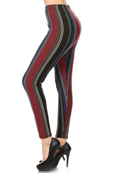 Stripe Soft Leggings Black S M