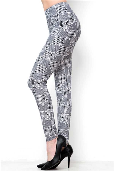 Brushed Soft Houndstooth Mix Leggings S/M