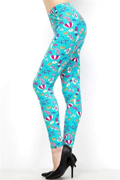 Summer Beach Soft Leggings Turquoise - S/M