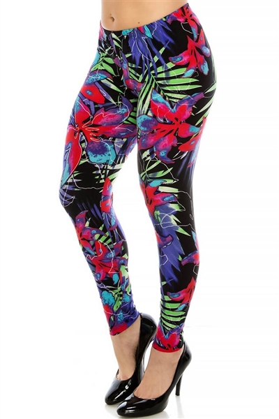 Tropical Flowers Soft Leggings - S/M