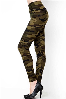 Brushed Soft Camouflage Green Leggings S/M