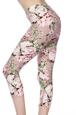 Floral Soft Capri Leggings Blush Pink - S/M