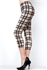 Brushed Soft Ivory Red Black Plaid Capri Leggings S/M