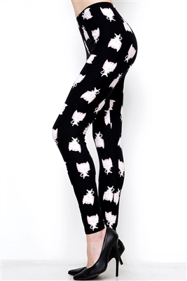 Brushed Soft Black Kitty Cat Leggings S/M