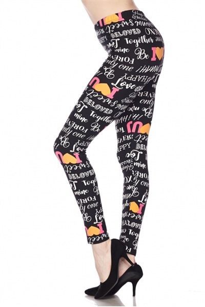 Brushed Soft I Love You XOXO Leggings S/M