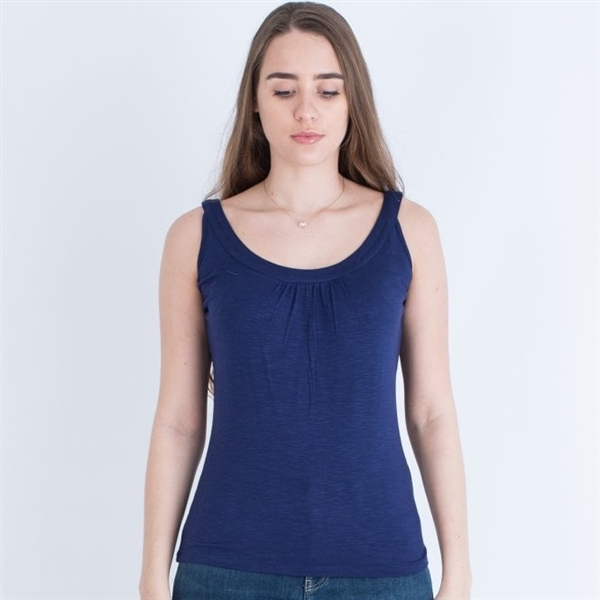 Scoop Neck Gathered Tank Navy