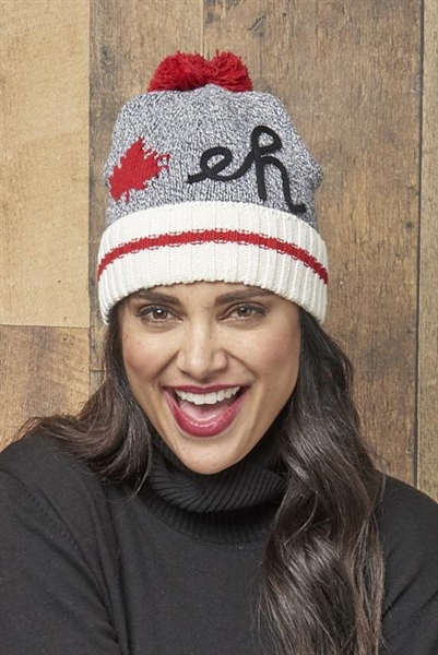 Cotton Canada Eh Maple Leaf Hat Grey Tweed Red