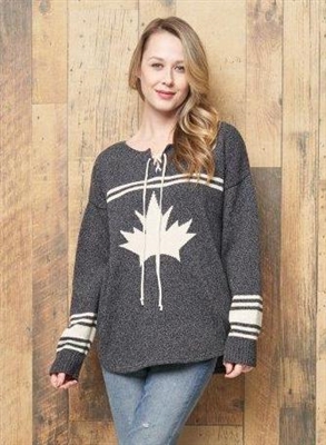 Cotton Country Hockey Sweater Black Tweed Natural