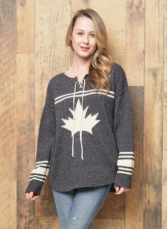 Cotton Country Hockey Sweater Black Tweed Natural