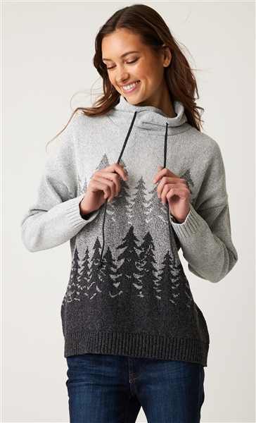 Cotton Canadiana Forest Pullover Sweater Tweed Black