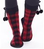 Moccasin Lounge Slipper Socks Red Plaid