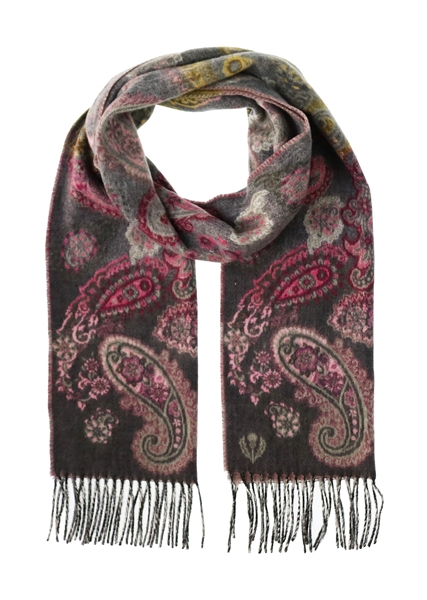 Scarf Cashmink Oversized Ombre Paisley Grey