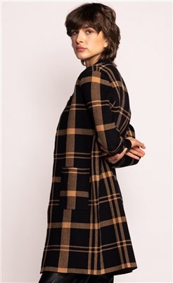 Harmon Plaid Camel Black Cardigan Sweater