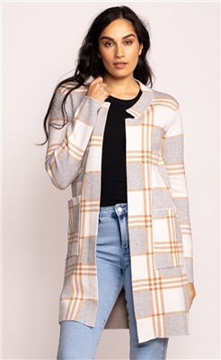 Harmon Plaid Grey  Cardigan Sweater